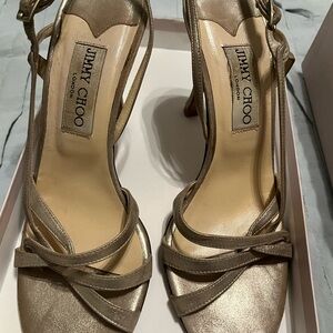 Jimmy Choo Metallic Strappy Heels